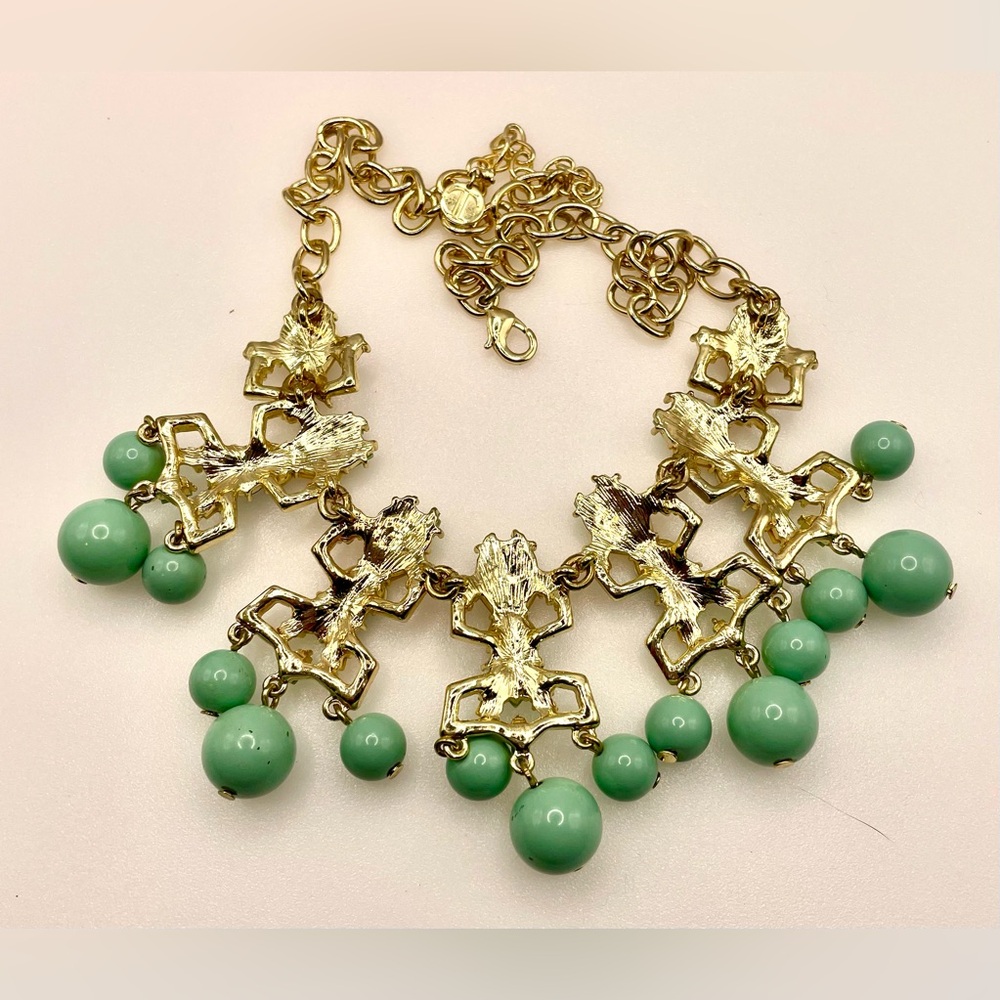 Unique Statement Necklace Signed Talbots Gold Ton… - image 5